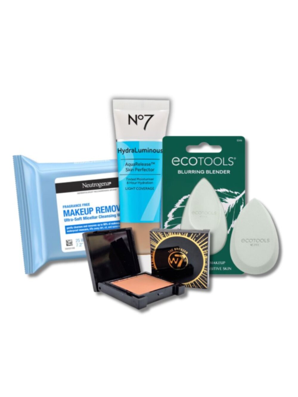 Hydrating Makeup Set No7 Skin Perfector + Bronzer + Sponge + Neutrogena Wipes
